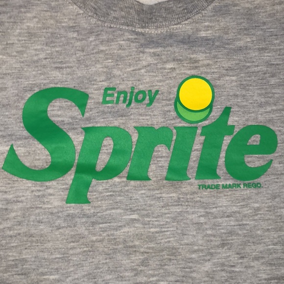 Coca-Cola brand "Sprite" cropped grey sweatshirt w/ green sleeve stripe -size L - Picture 4 of 8